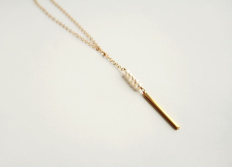 Laura Stark Designs Downtown Pearl Necklace #1 Gold Only picture