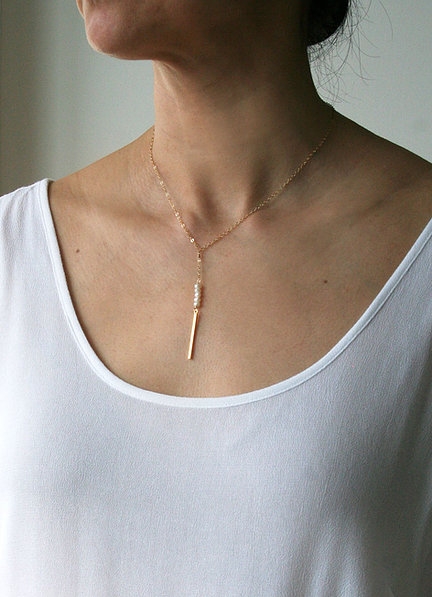 Laura Stark Designs Downtown Pearl Necklace #2 default Gold Only picture