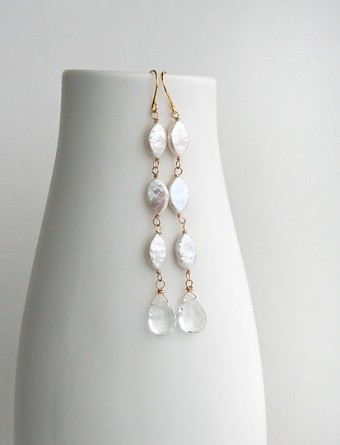 Laura Stark Designs Oval Pearl Drop Earrings #2 Silver thumbnail