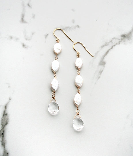 Laura Stark Designs Oval Pearl Drop Earrings #0 default Silver picture