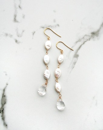 Laura Stark Designs Oval Pearl Drop Earrings #3 default Silver thumbnail