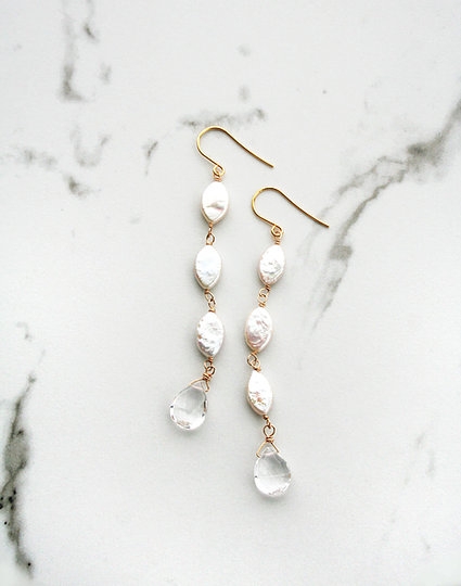 Laura Stark Designs Oval Pearl Drop Earrings #3 default Silver picture