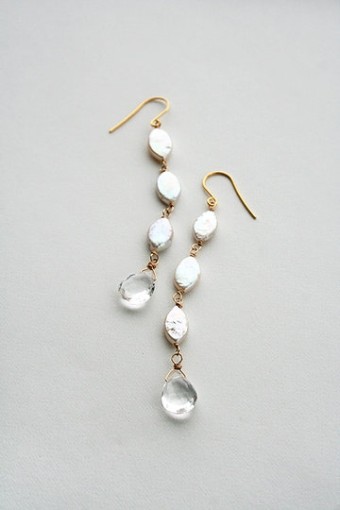 Laura Stark Designs Oval Pearl Drop Earrings #1 Silver thumbnail