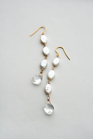 Laura Stark Designs Oval Pearl Drop Earrings #1 Silver picture