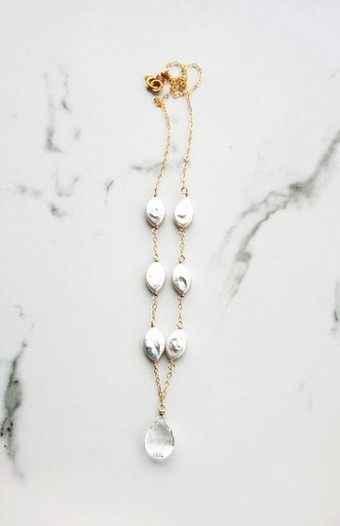 Laura Stark Designs Oval Pearl Drop Necklace #2 default Silver thumbnail