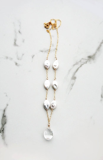 Laura Stark Designs Oval Pearl Drop Necklace #2 default Silver picture