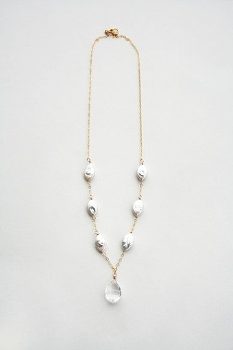 Laura Stark Designs Oval Pearl Drop Necklace #0 default Silver thumbnail