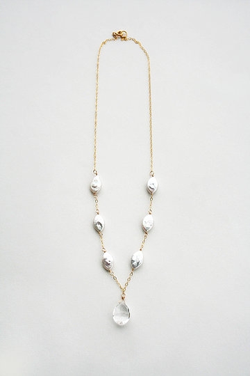 Laura Stark Designs Oval Pearl Drop Necklace #0 default Silver picture