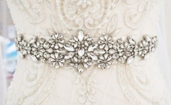 Sarah Grace Silver Crystal Bridal Belt Rhinestone Wedding Sash Belt #0 default Ivory thumbnail