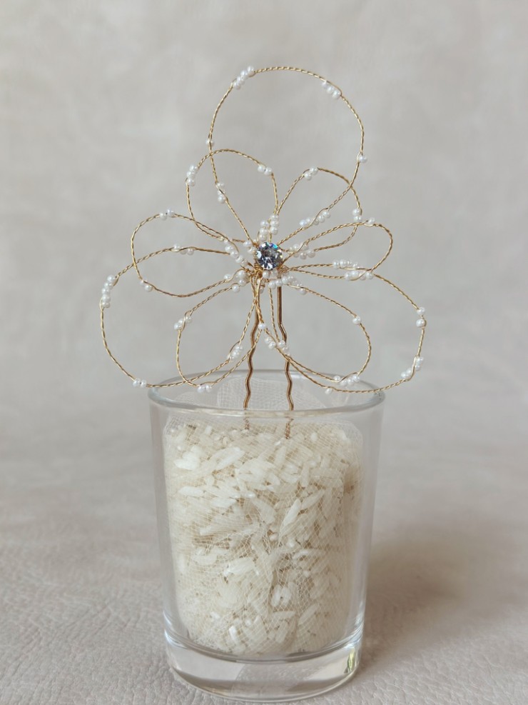 Sarah Grace Handmade Wrapped Floral Hair Pin - Sarah Grace #1 default Gold picture