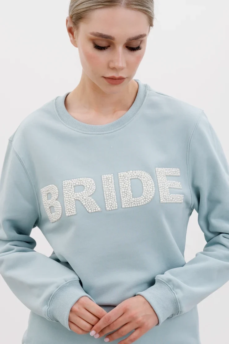 Heirloom Bridal Company Pearl BRIDE letters Sweatshirt #1 White picture