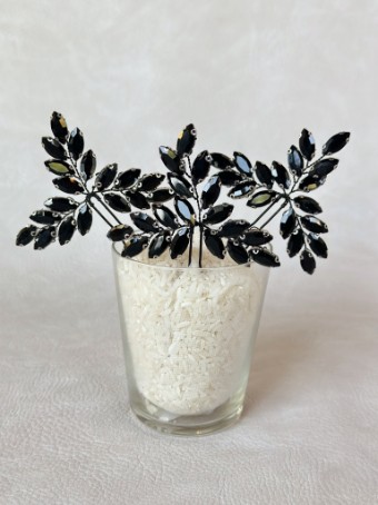 Sarah Grace Black European Crystal Hair Pins Set of 3 - Sarah Grace $0 default Black thumbnail