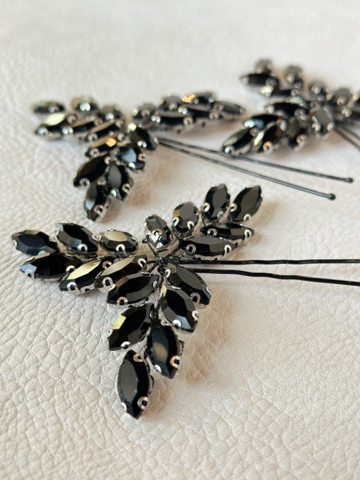 Sarah Grace Black European Crystal Hair Pins Set of 3 - Sarah Grace #2 default Black picture