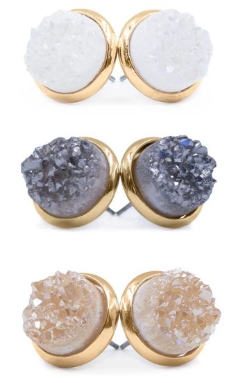 Kinsey Armelle Stone Collection - Rose Gold Amber Quartz Stud Earrings Set $0 default Amber thumbnail