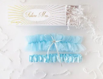 Faire Blue Tulle Garter with Toss Garter -  Bleu Garters $0 default Blue thumbnail