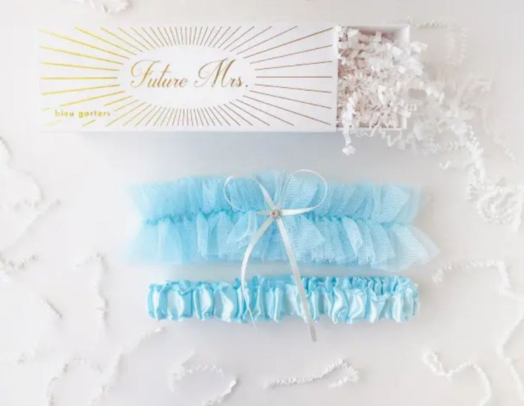 Faire Blue Tulle Garter with Toss Garter -  Bleu Garters #0 default Blue picture