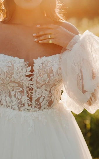 Stella York 7573 #8 (IV-IV) Ivory Lace Tulle and Regal Organza over Ivory Gown thumbnail