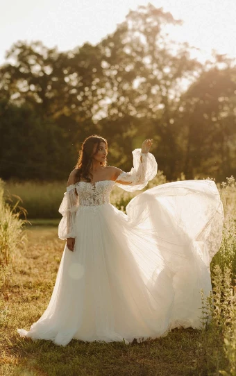 Stella York 7573 #6 (IV-IV) Ivory Lace Tulle and Regal Organza over Ivory Gown thumbnail