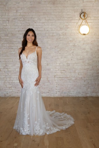 Stella York 7591 #7 (IVAL-PL) Ivory Lace & Tulle over Almond Gown w Porcelain Tulle Plunge thumbnail