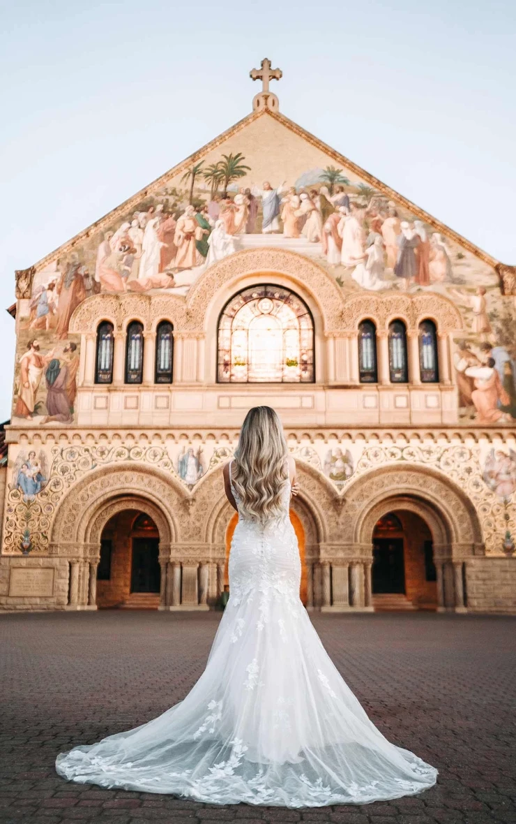 Stella York 7591 #13 (IVAL-PL) Ivory Lace & Tulle over Almond Gown w Porcelain Tulle Plunge picture