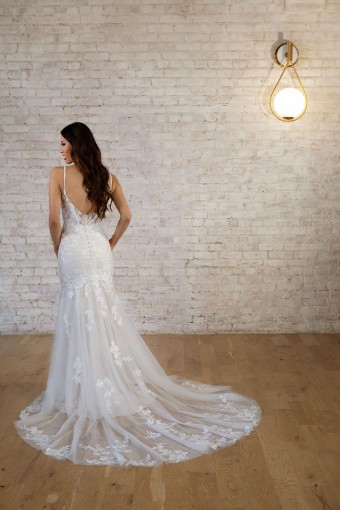 Stella York 7591 #9 default (IVAL-PL) Ivory Lace & Tulle over Almond Gown w Porcelain Tulle Plunge thumbnail