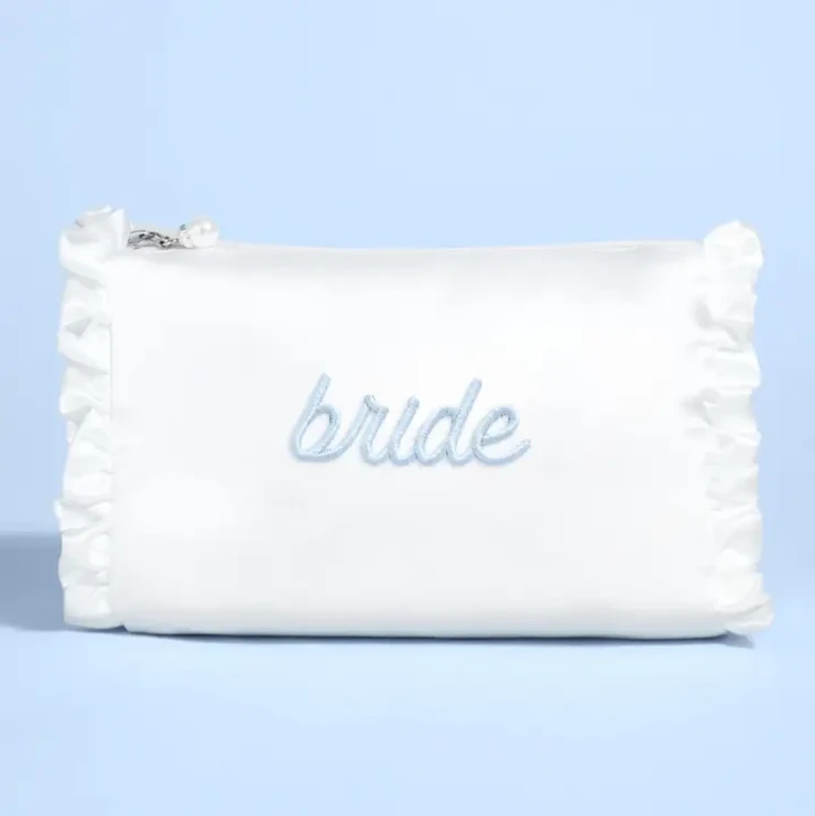 Faire Embroidered Bride Satin Cosmetic Bag - Faire #0 default picture