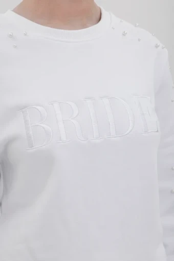 Heirloom Bridal Company Pearl Sleeve BRIDE Embroidered Sweatshirt $2 thumbnail